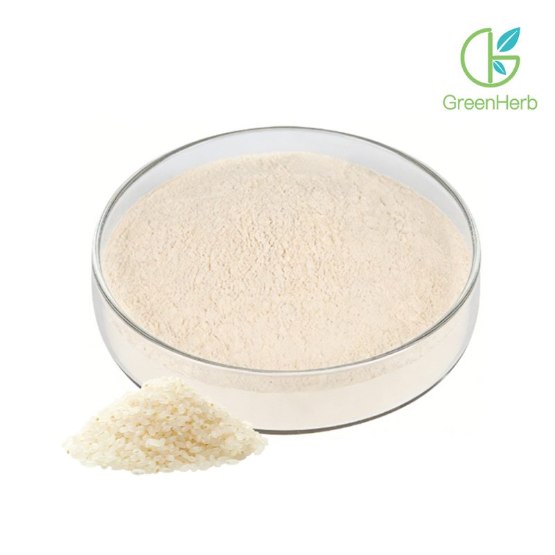 Detalhe da textura em grande plano da proteína de arroz em pó
